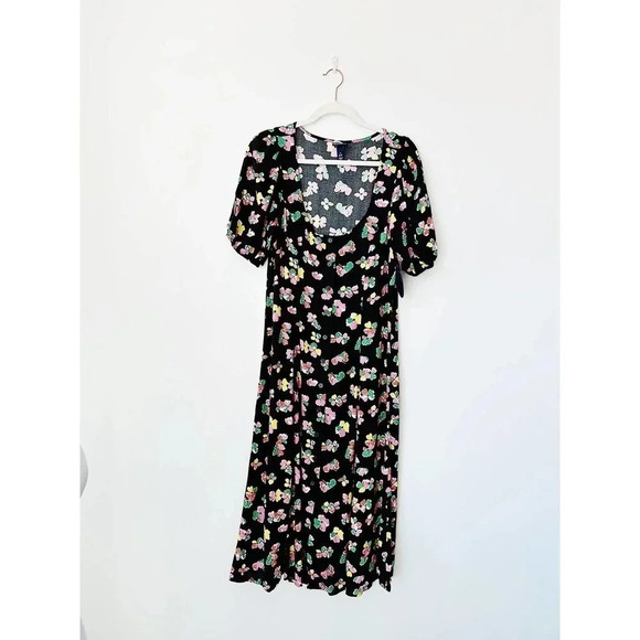 NWT Scoop Black Floral Button Front Midi Dress Size M - Picture 7 of 16